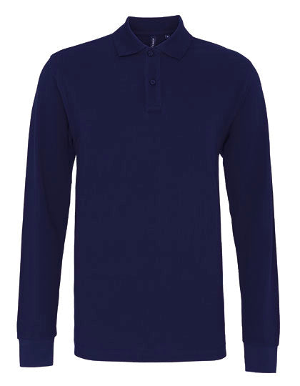 Men´s Classic Fit Long Sleeved Polo in Navy, Größe 5XL