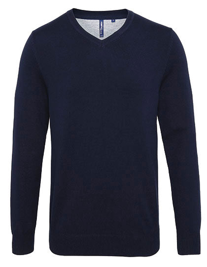 Men´s Cotton Blend V Neck Sweater in French Navy, Größe 3XL