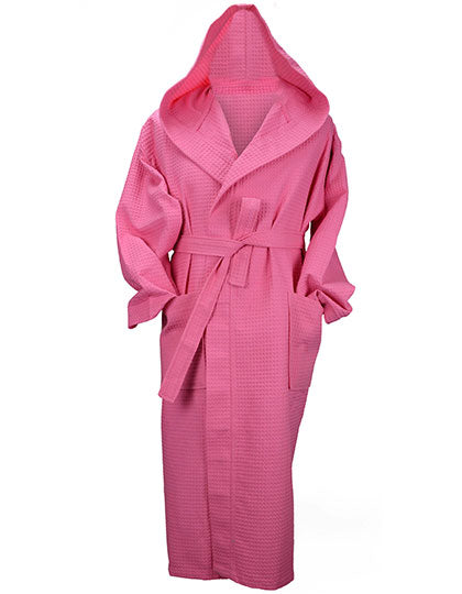 Robezz® Waffle Bathrobe With Hood in Pink, Größe 4XL