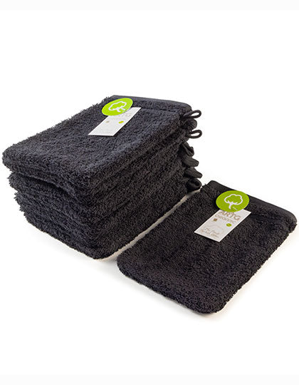Organic Washing Glove in Black, Größe 16 x 22 cm