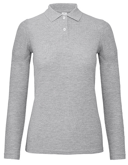 Women´s Long Sleeve Polo ID.001 in Heather Grey, Größe 3XL