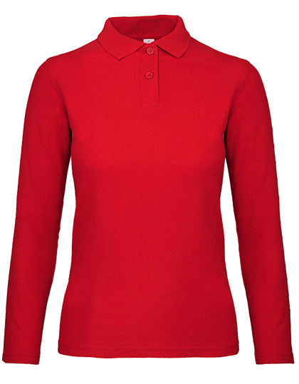 Women´s Long Sleeve Polo ID.001 in Red, Größe 3XL