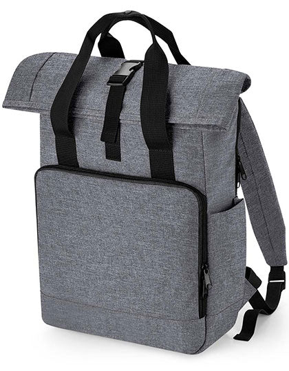 Recycled Twin Handle Roll-Top Laptop Backpack in Grey Marl, Größe 30 x 44 x 14 cm