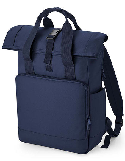 Recycled Twin Handle Roll-Top Laptop Backpack in Navy Dusk, Größe 30 x 44 x 14 cm