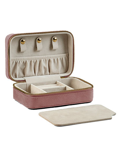 Velvet Travel Jewellery Box in Rose Quartz, Größe 15 x 10 x 5,9 cm