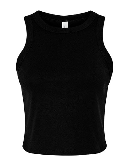 Women´s Micro Rib Racer Tank in Solid Black Blend, Größe XXL