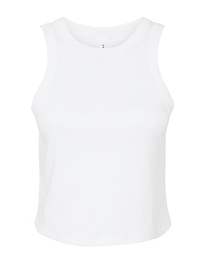 Women´s Micro Rib Racer Tank in Solid White Blend, Größe XXL