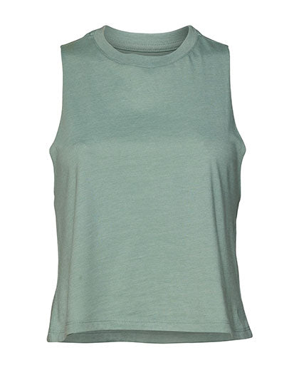 Women´s Racerback Cropped Tank in Heather Dusty Blue, Größe XL