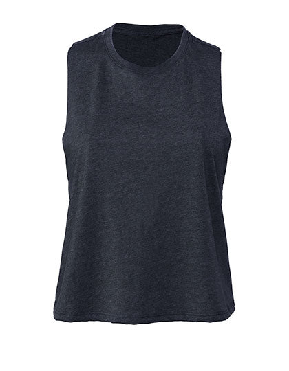 Women´s Racerback Cropped Tank in Heather Navy, Größe XL