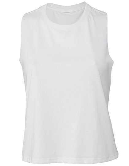 Women´s Racerback Cropped Tank in Solid White Blend, Größe XL