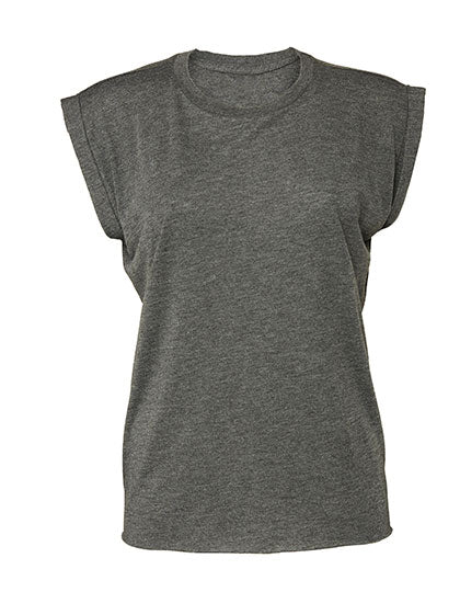Women´s Flowy Muscle Tee With Rolled Cuff in Dark Grey Heather, Größe XL