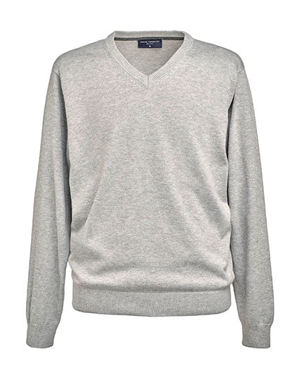 Men´s V-Neck Jumper Boston in Silver, Größe 3XL