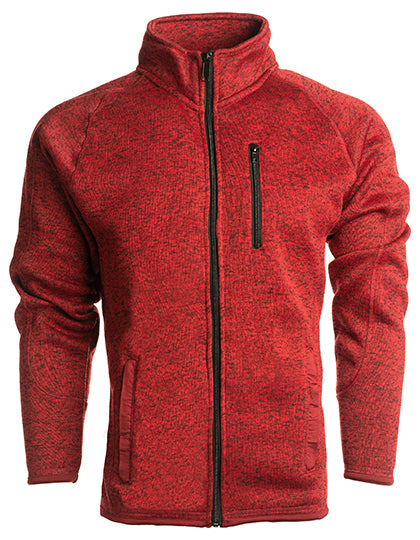 Men´s Full Zip Sweater Knit Jacket in Heather Red, Größe 3XL