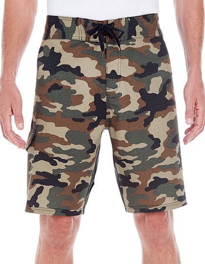 Stretch Board Shorts in Green Camo, Größe 40