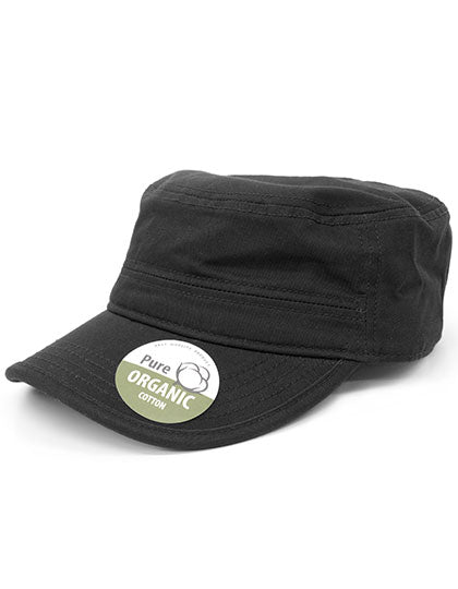Organic Cotton Army Cap Washed in Black, Größe One Size