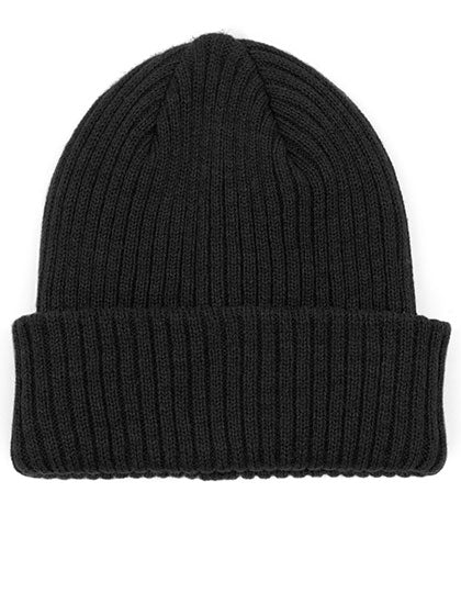 POLYLANA® Rib Beanie With Cuff in Black, Größe One Size