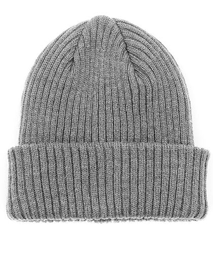 POLYLANA® Rib Beanie With Cuff in Grey Melange, Größe One Size