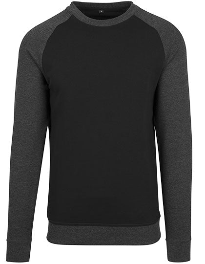Raglan Crewneck in Black, Größe XXL