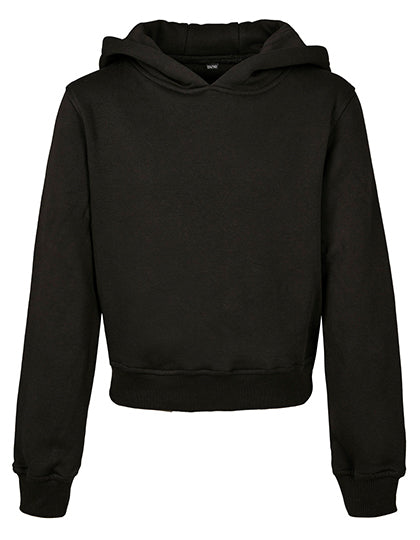 Girls Cropped Sweat Hoody in Black, Größe 158/164