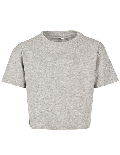 Girls Cropped Jersey Tee in Heather Grey, Größe 158/164