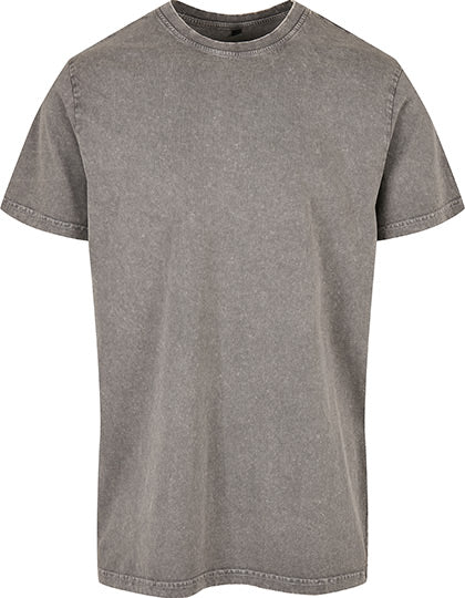 Acid Washed Round Neck Tee in Asphalt, Größe 5XL