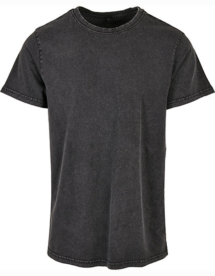 Acid Washed Round Neck Tee in Black, Größe 5XL