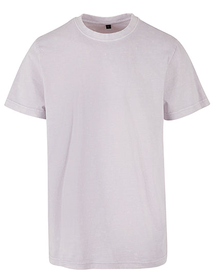Acid Washed Round Neck Tee in Soft Lilac, Größe 5XL