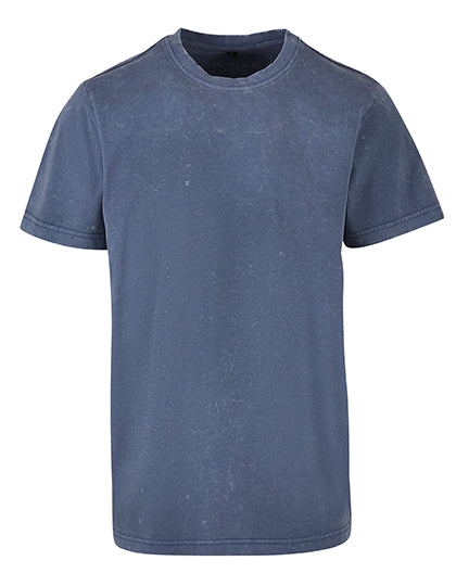 Acid Washed Round Neck Tee in Vintage Blue, Größe 5XL