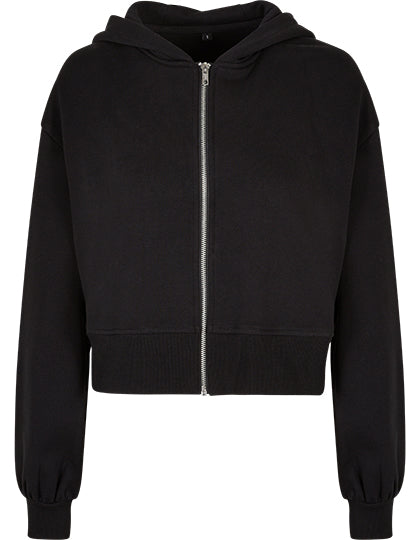 Ladies Short Oversized Zip Jacket in Black, Größe 5XL