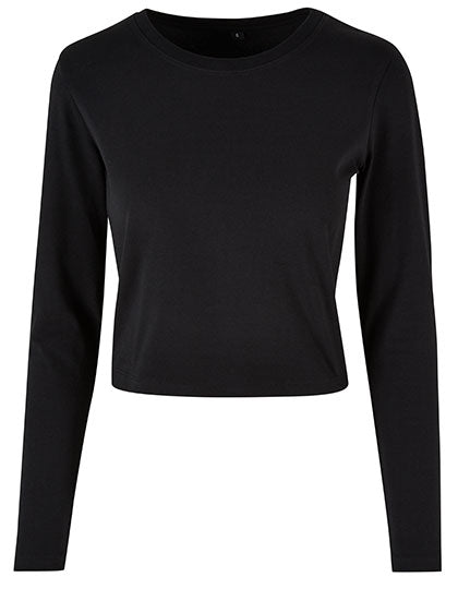 Ladies Short Longsleeve Tee in Black, Größe 5XL