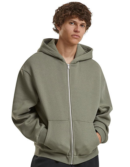 Fluffy Zip Hoody in Pale Olive, Größe 5XL