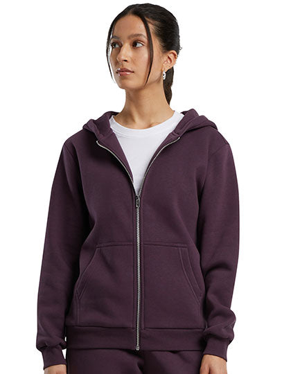 Ladies Fluffy Zip Hoody in Plum Purple, Größe 5XL