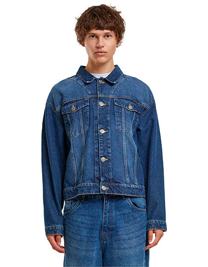 Heavy Ounce Boxy Denim Jacket in New Mid Blue Washed, Größe 5XL
