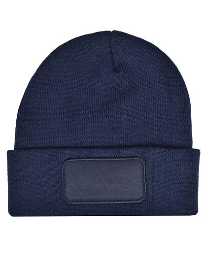 rPET Beanie mit Label in Navy, Größe One Size
