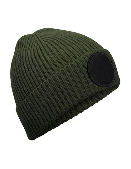 Circular Fashion Patch Beanie in Olive Green, Größe One Size