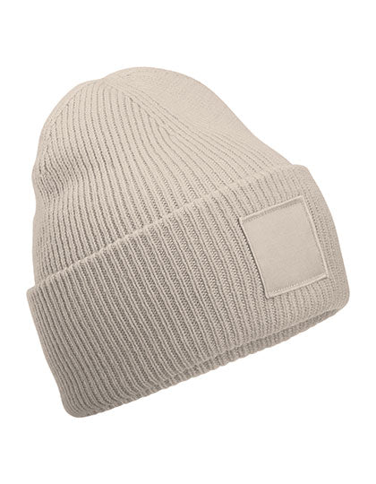 Deep Cuffed Tonal Patch Beanie in Natural Stone, Größe One Size
