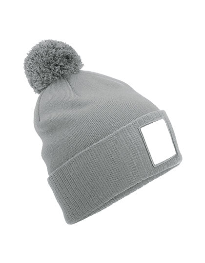 Appliqué Patch Pom Beanie in Ash, Größe One Size