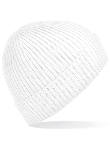 Engineered Knit Ribbed Beanie in White, Größe One Size