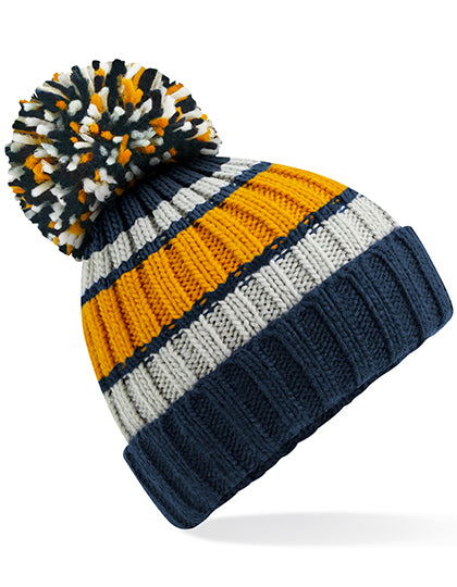 Hygge Striped Beanie in Dijon Blue, Größe One Size