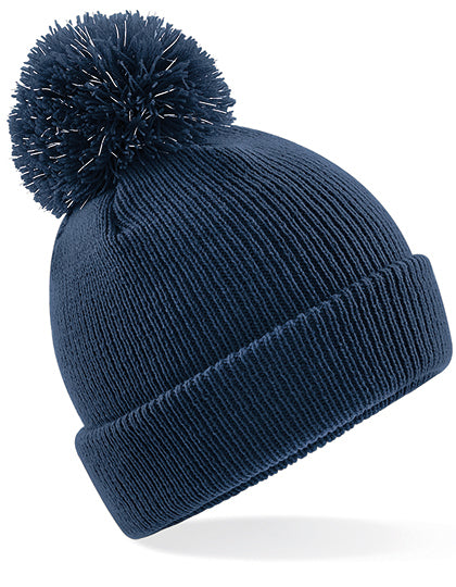 Junior Reflective Bobble Beanie in French Navy, Größe One Size