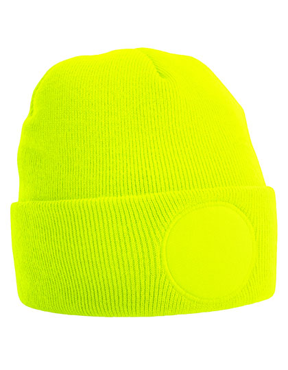 Circular Patch Beanie in Fluorescent Yellow, Größe One Size