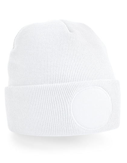 Circular Patch Beanie in White, Größe One Size