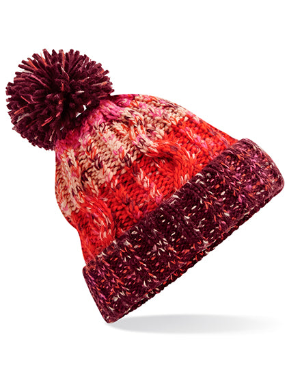 Corkscrew Pom Pom Beanie in Cherry Sherbet, Größe One Size