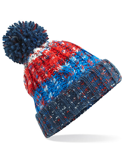 Corkscrew Pom Pom Beanie in Chilli Blues, Größe One Size