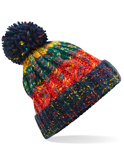 Corkscrew Pom Pom Beanie in Crackling Campfire, Größe One Size