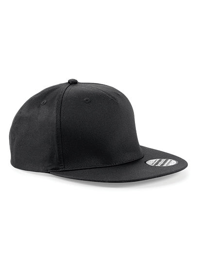 5 Panel Snapback Rapper Cap in Black, Größe One Size