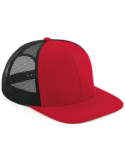 Original Flat Peak 6 Panel Trucker Cap in Classic Red, Größe One Size