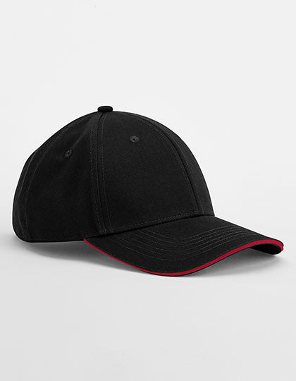 EarthAware® Classic Organic Cotton 6 Panel Cap - Sandwich Peak in Black, Größe One Size