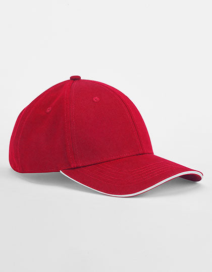EarthAware® Classic Organic Cotton 6 Panel Cap - Sandwich Peak in Classic Red, Größe One Size