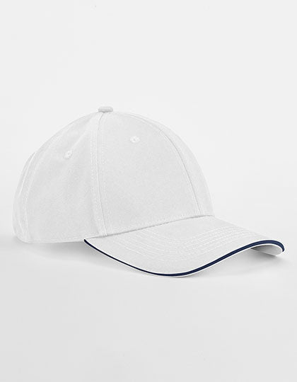 EarthAware® Classic Organic Cotton 6 Panel Cap - Sandwich Peak in White, Größe One Size
